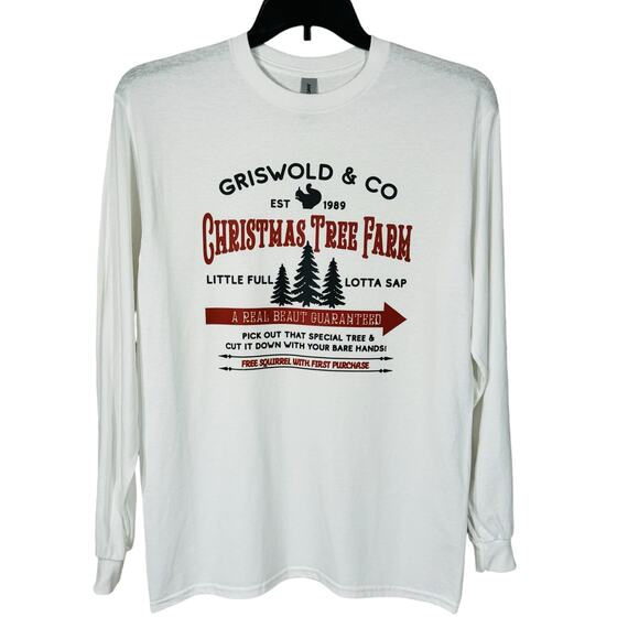 Christmas Holiday Griswold’s Tree Farm Womens X-Large White T-Shirt Long Sleeve - Picture 3 of 7